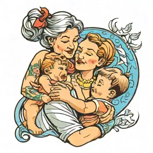 Mother With Two Boys
