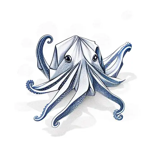 An Origami Octopus Swimming In The Ocean