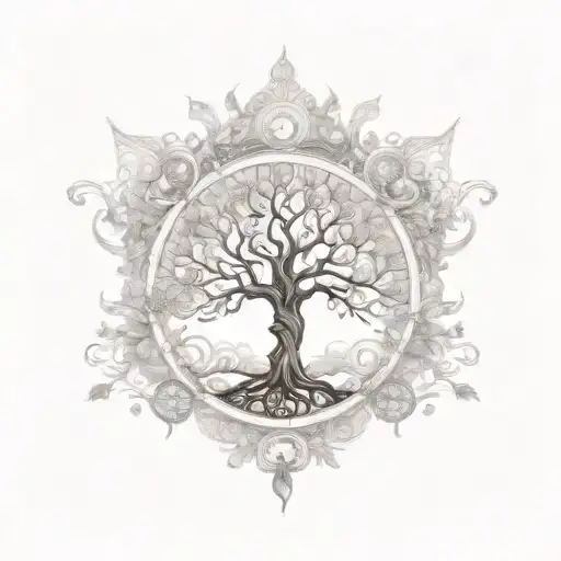A Steam Punk-inspired Tree Of Life With Musical Notes Flowing Through The Branches