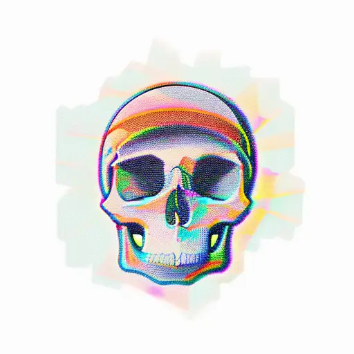 Skull With Vhs Glitch
