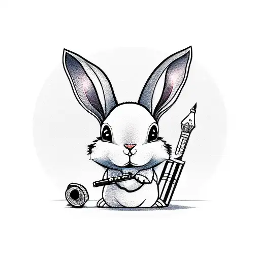 Cartoon Rabbit Carrying Large Bullet