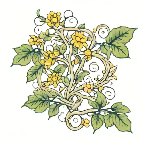 Create A Tattoo Of Serotonin Molecule Made Of Vines And Dainty Flowers