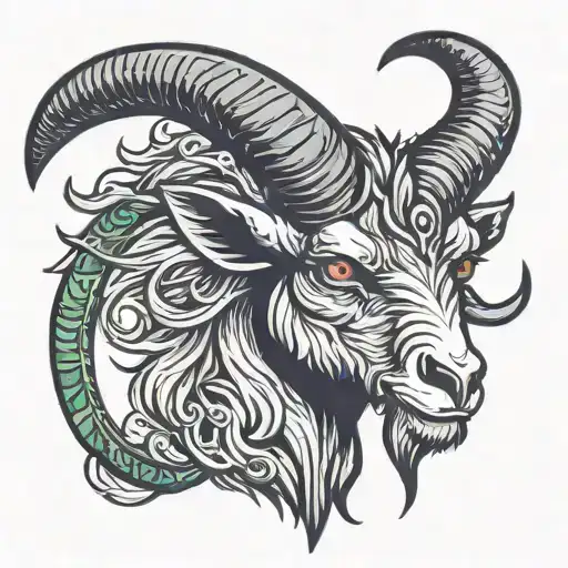 Evil Goat Head With Long Horns