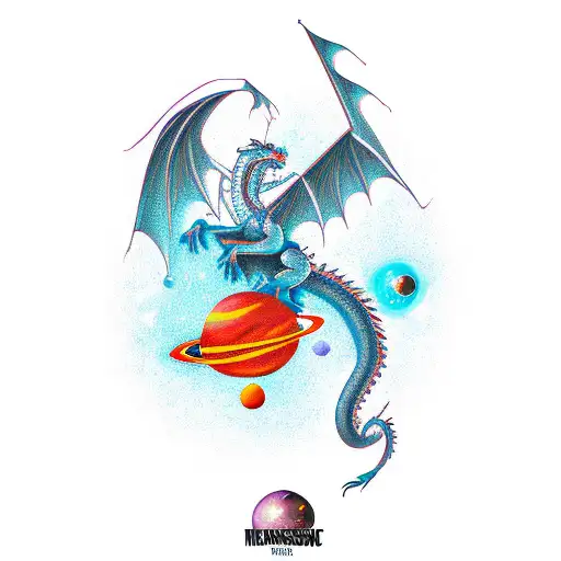 A Majestic Dragon Flying Through Outer Space