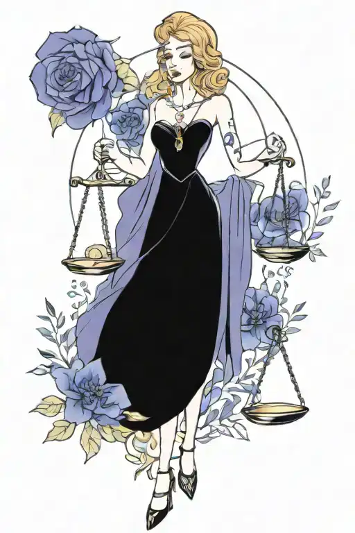 Libra Zodiac Sign As Person With Flowers