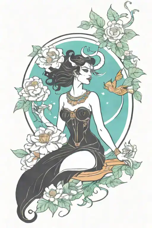 Taurus Zodiac Sign As Person With Flowers