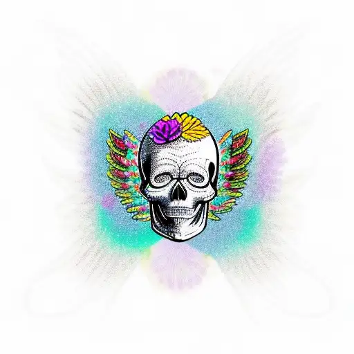 Skull With Angel Wings Mandela Flower