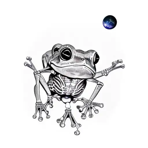 Frog With Skeleton In Space