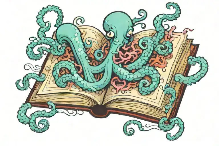 Tentacles Bursting Out Of A Book Open In Front