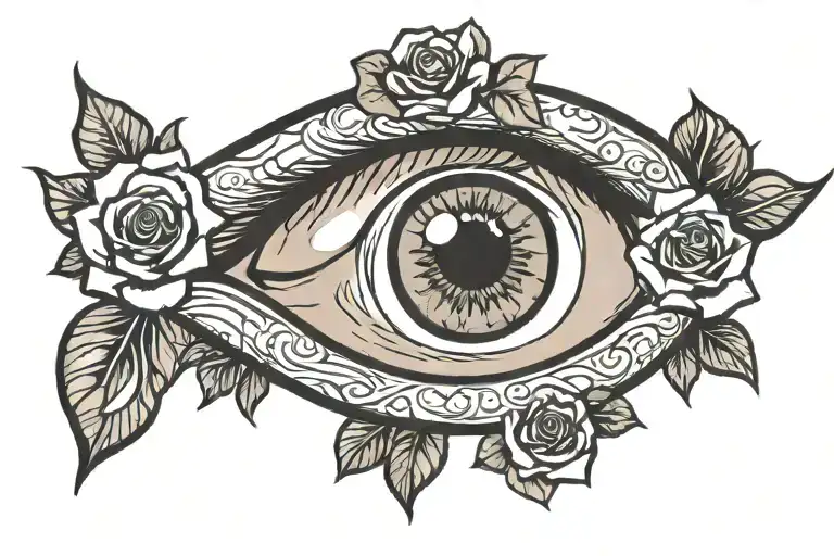 Male Eye With Roses Around