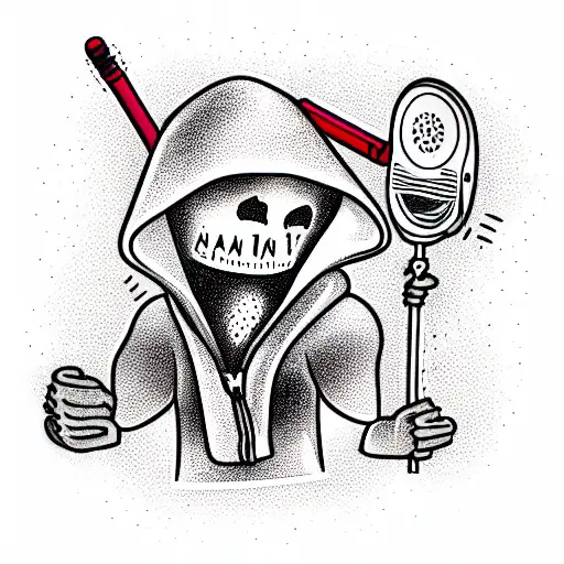 Cute Death In A Hood With A Fan In His Hand