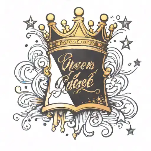 Cursive Name With Queen Crown And Stars