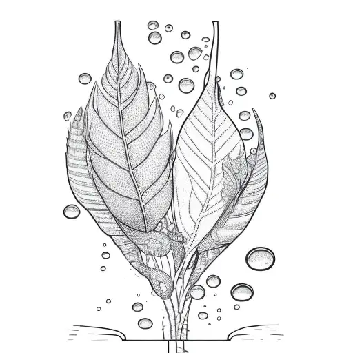 Fineline Technical Drawing Of Plant Water In Background