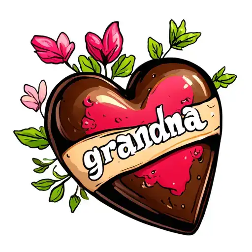 Chocolate Heart With The Word Grandma Written Inside