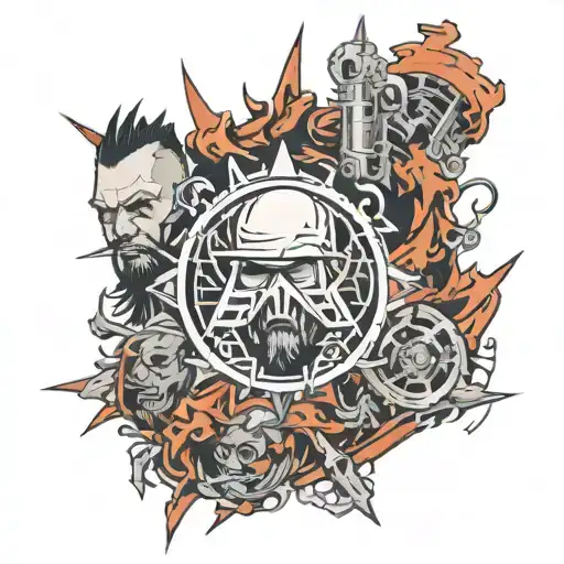 Create An Image For A Linkin Park Tattoo That Contains Album Cover And Logo