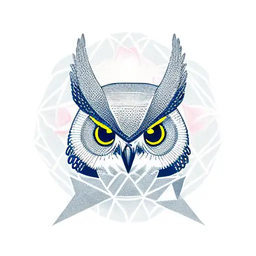 Rose In A Rhombus With An Owl At The Back