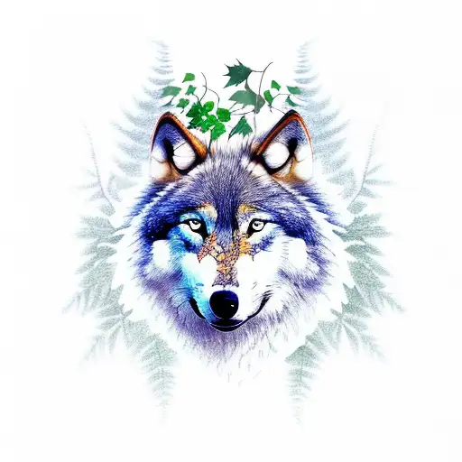 Wolf With Vines And Leaves