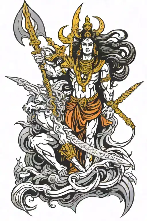 Shiva With A Trident And Wings Of An Angel