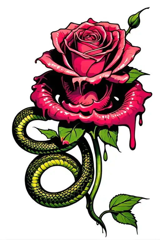Dripping Rose With Snake
