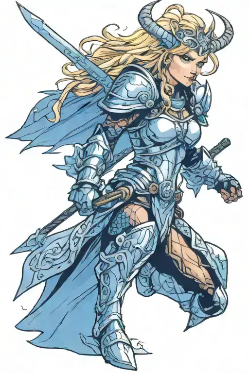 Valkyrie Warrior Woman Blonde Hair Blue Eyes