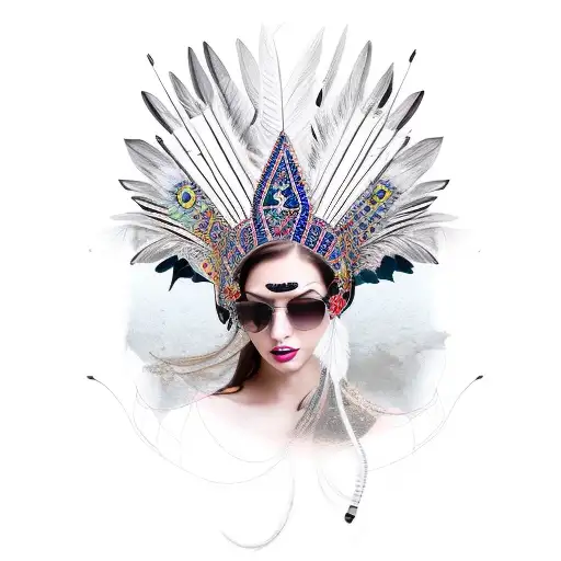 Use Head Dress And Add It To A Beautiful Woman With Dark Hair