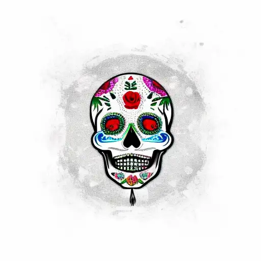 Mexican Day Of The Dead Skull With Gothic Styling
