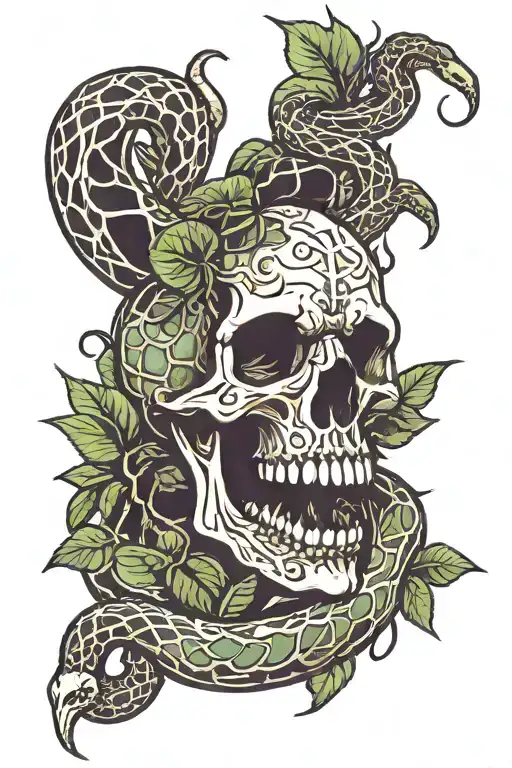 Snake Skull With Leaves