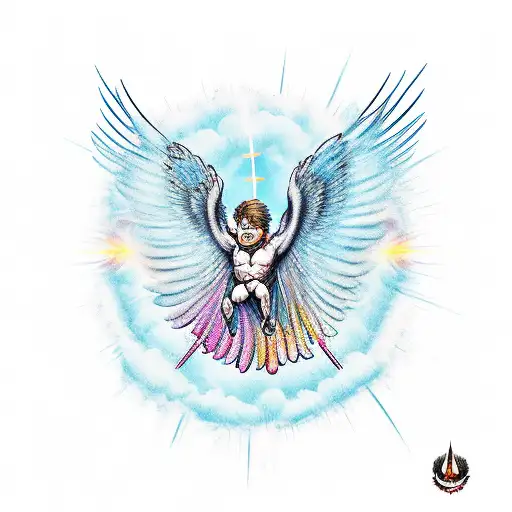 Icarus Falling From The Sun With His Wax Wings And Feathers Melting Around Him