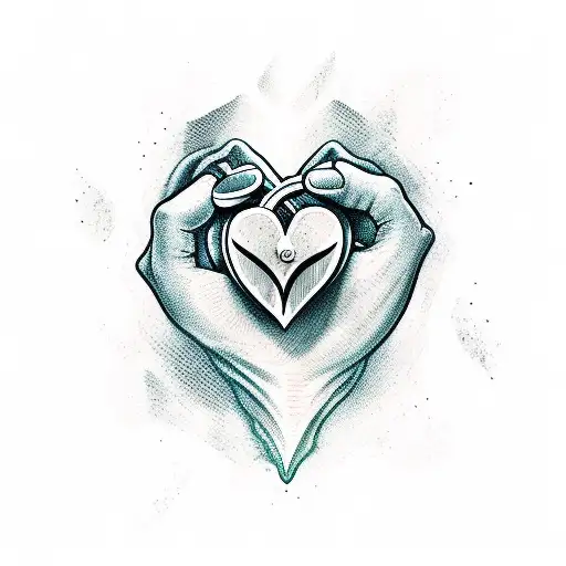 Heart Holding A Sword Defeating Demons