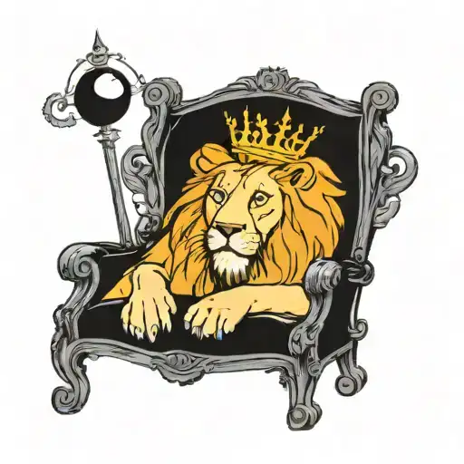 Lion With A Crown Sitting In A Chair