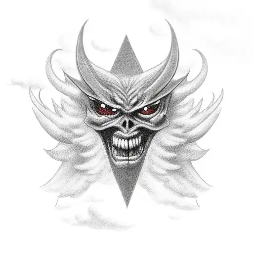 An Angle And A Demon Sourrounded By Clouds