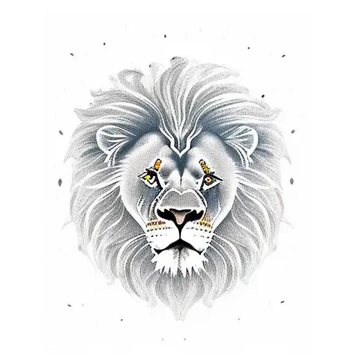 Lion Protecting Mother And 2 Sisters