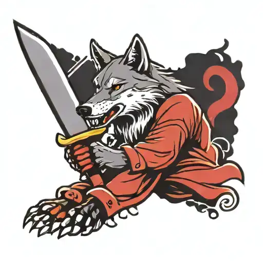 Wolf With Tanto Blade