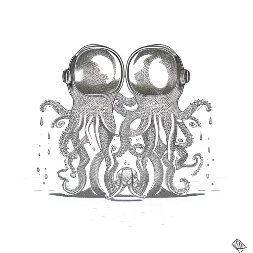 Octopus Fighting An Astronaut
