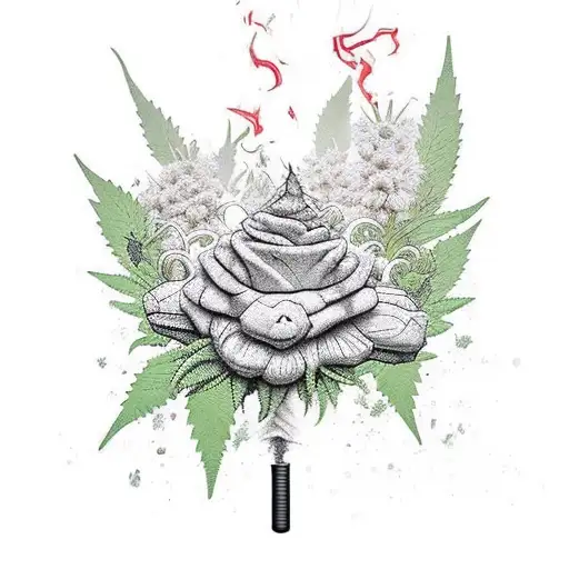Gangster Smoking A Joint Surrounded By Cannabis Flowers