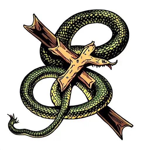 Cross With Snake Around It