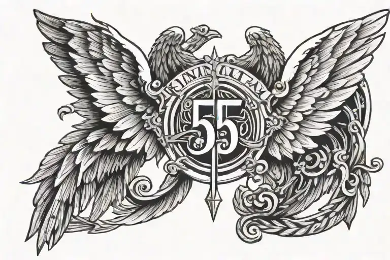 Roman Numeral 5 With Angel Wings Spread