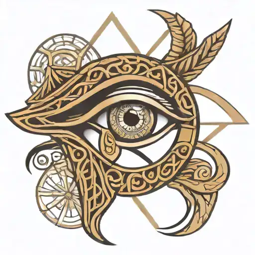 Horus Eye And Triquetra Symbol Intertwined