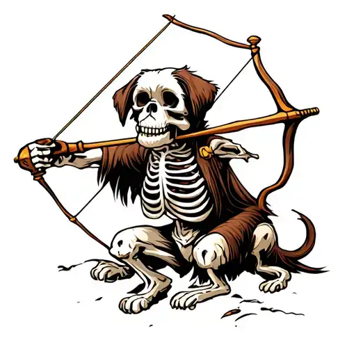 Shi Tzu Skeleton Shooting A Bow And Arrow