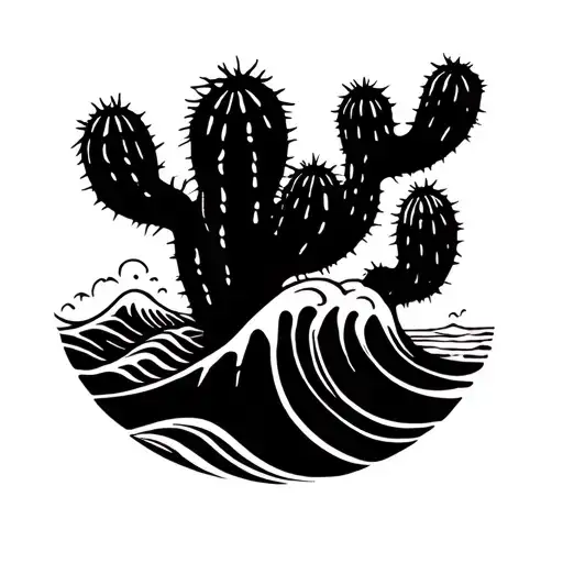 Barbarism And Sun Fig Cactus And Waves