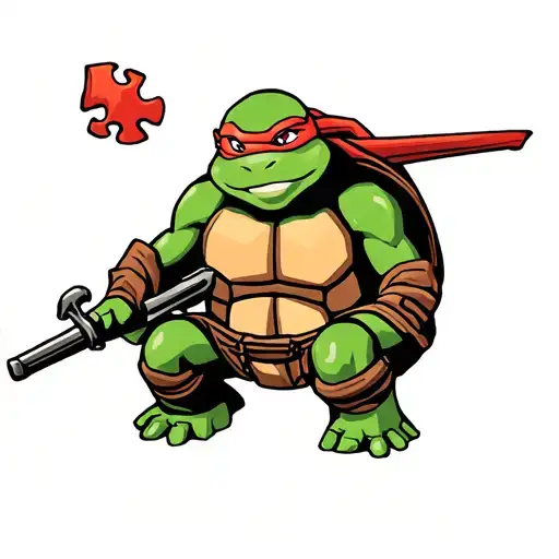 Ninja Turtle With Puzzle Pieces