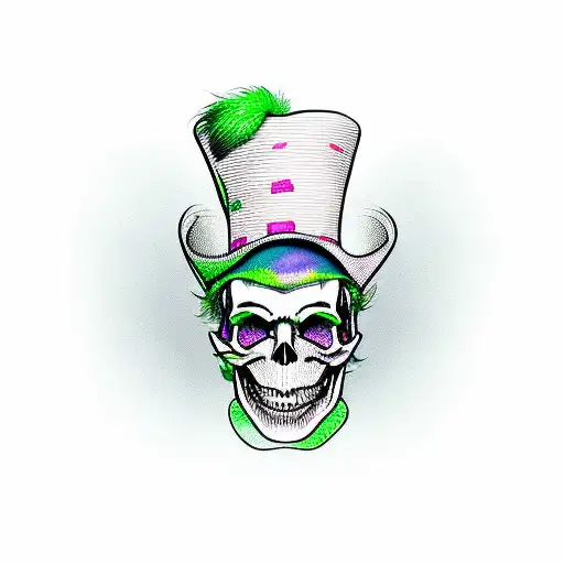 Skull Of The Mad Hatter With His Green Hat