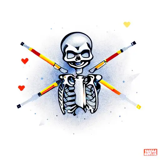 Cartoon Skeleton With Guns