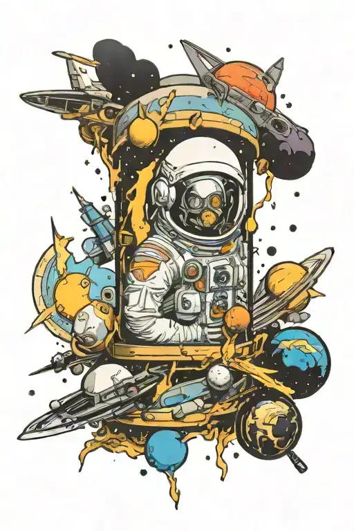 Sleeve With Space Themes Including Historical Features