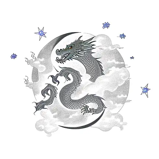 Moon With Dragon Around It