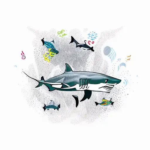 Shark Swimming Through A Vibrant Music Festival Crowd