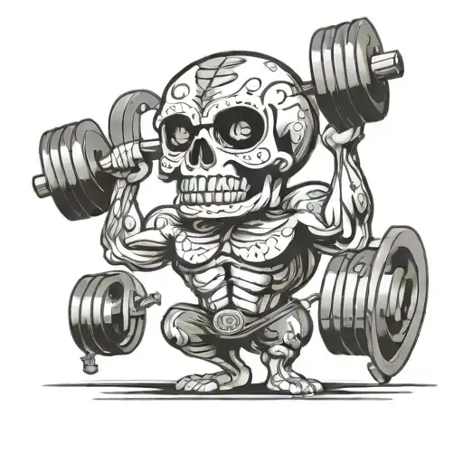 Sugar Skull Lifting Weights Representing