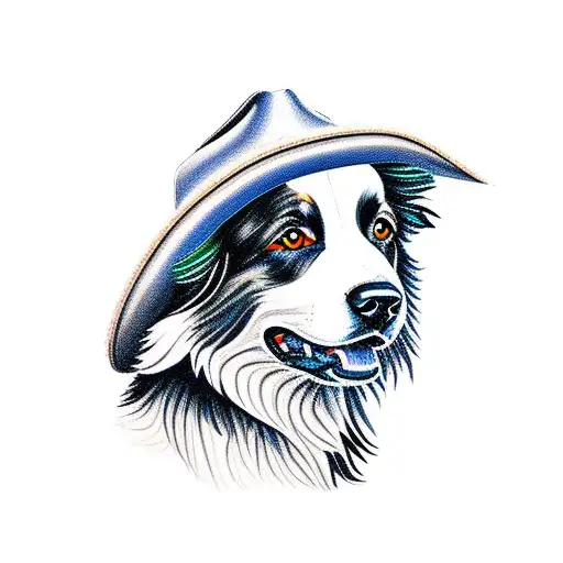 Border Collie Wearing Cowboy Hat
