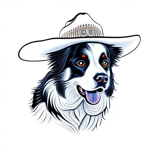 Border Collie Wearing Cowboy Hat