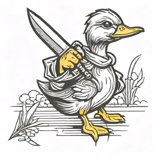 Baby Duck With Knife Tattoo